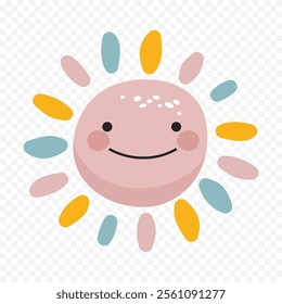 Hand draw cute sun illustration on white background