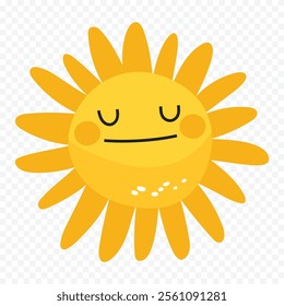 Hand draw cute sun illustration on white background