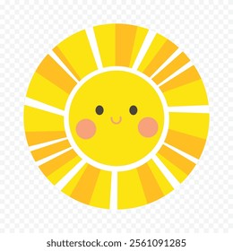 Hand draw cute sun illustration on white background