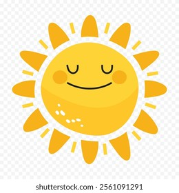 Hand draw cute sun illustration on white background