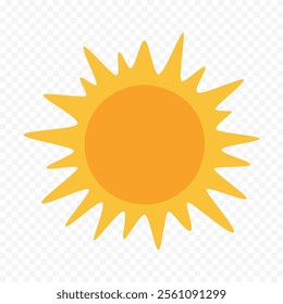 Hand draw cute sun illustration on white background