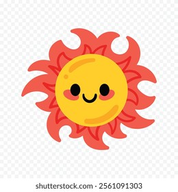 Hand draw cute sun illustration on white background