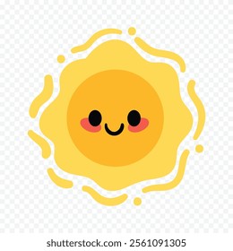 Hand draw cute sun illustration on white background