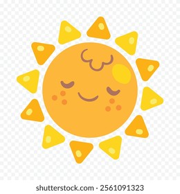 Hand draw cute sun illustration on white background