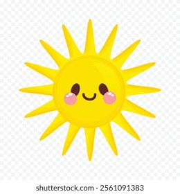 Hand draw cute sun illustration on white background