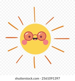 Hand draw cute sun illustration on white background
