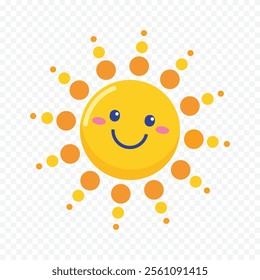 Hand draw cute sun illustration on white background
