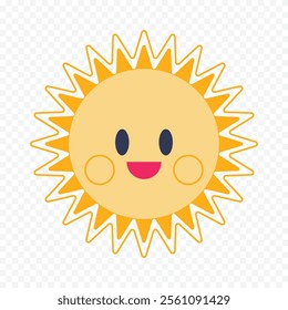 Hand draw cute sun illustration on white background