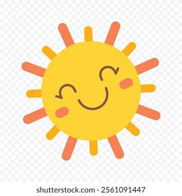 Hand draw cute sun illustration on white background