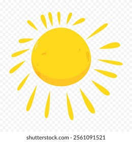 Hand draw cute sun illustration on white background