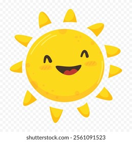 Hand draw cute sun illustration on white background