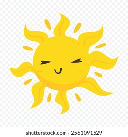 Hand draw cute sun illustration on white background
