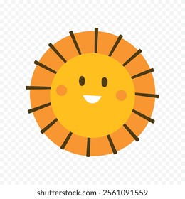 Hand draw cute sun illustration on white background