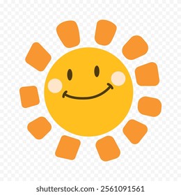 Hand draw cute sun illustration on white background