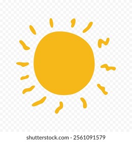 Hand draw cute sun illustration on white background
