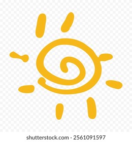 Hand draw cute sun illustration on white background