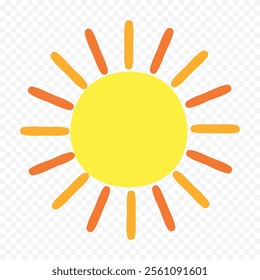 Hand draw cute sun illustration on white background