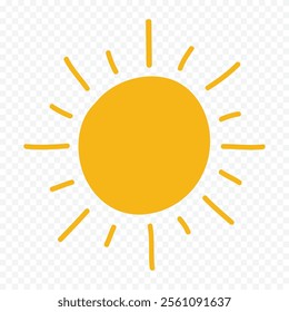 Hand draw cute sun illustration on white background