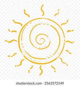 Hand draw cute sun illustration on white background.