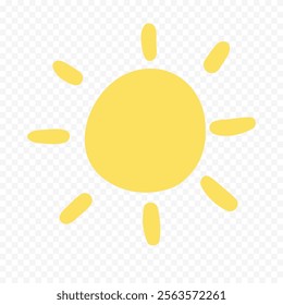 Hand draw cute sun illustration on white background.