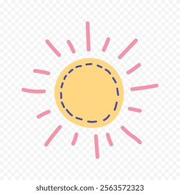 Hand draw cute sun illustration on white background.
