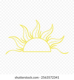 Hand draw cute sun illustration on white background.