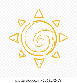 Hand draw cute sun illustration on white background.