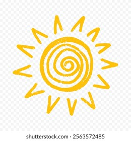 Hand draw cute sun illustration on white background.