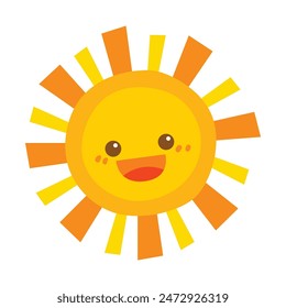Dibujo a mano lindo sol aislado sobre fondo blanco.