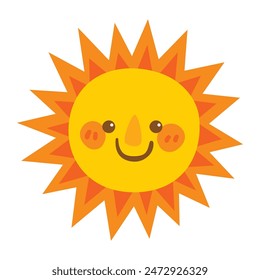 Dibujo a mano lindo sol aislado sobre fondo blanco.