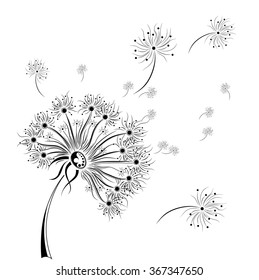 Hand draw dandelion. African / indian / floral / tattoo design. It may be used for design of a t-shirt, bag, postcard and poster.