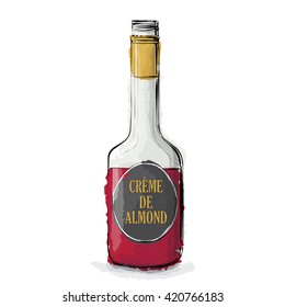 Hand draw of CrÃ©me de almond. Vector illustration.