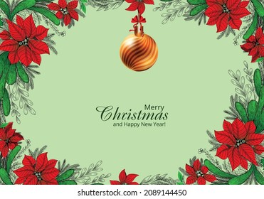 Hand draw decorated christmas wreath holiday card background