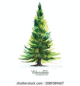 Hand draw decorative christmas tree card background