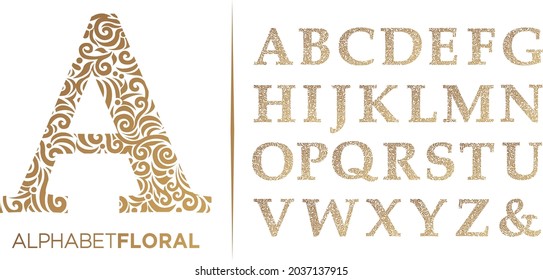 Hand draw decorative floral letter A -Z logo alphabet Vector