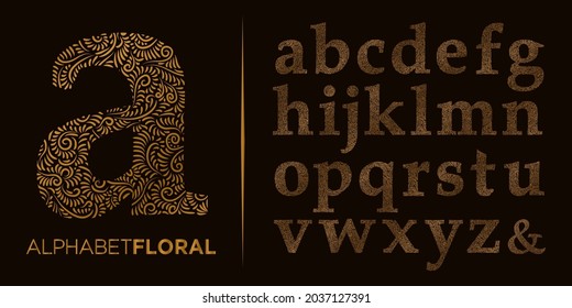 Hand draw decorative letter ( a-z ) logo alphabet Vector gold