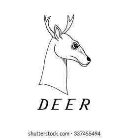 hand draw a deer head with antlers to use for printing on T-shirts, tattoos, icons, banners