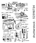 hand draw details and icons about backup of data