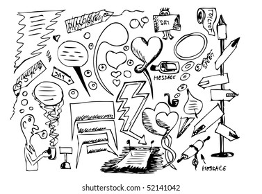 hand draw dialogue set
