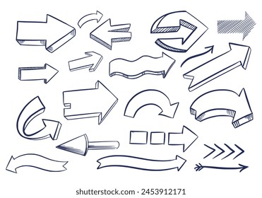 	
Hand draw different arrows sketch set design