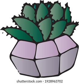 Dibujar a mano cactus digitales en la olla. Cactus coloridos. Vintage