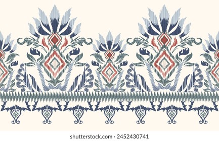 Hand draw digital painting pattern.Ikat floral embroidery.vector illustration.great for textiles, banners, wallpapers, wrapping - vector design.