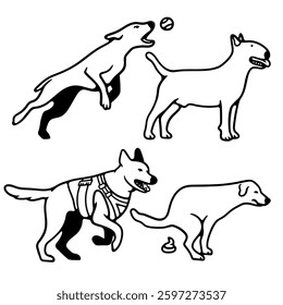 hand draw dog collection set on white background