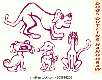 hand draw of dogs outline isolated on light green