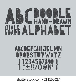 Hand draw doodle abc, alphabet grunge scratch type font vector illustration.