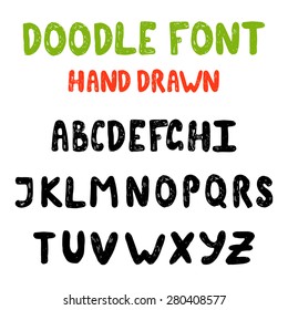 Hand draw doodle abc, alphabet grunge scratch type font vector illustration.