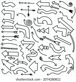 Hand draw doodle arrow sketch set design
