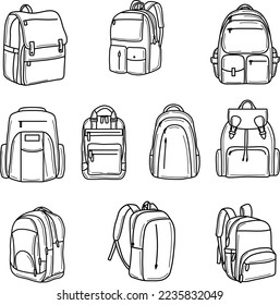 Hand draw doodle bag line art