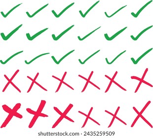 hand draw doodle check mark. Hand drawn check and arrows signs. doodle effect stain collection. Doodle check marks. Hand drawn checkbox, examination mark and checklist marks design illustration