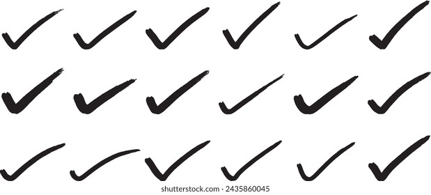 hand draw doodle check mark. Hand drawn check and arrows signs. doodle effect stain collection. Doodle check marks. Hand drawn checkbox, examination mark and checklist marks design illustration